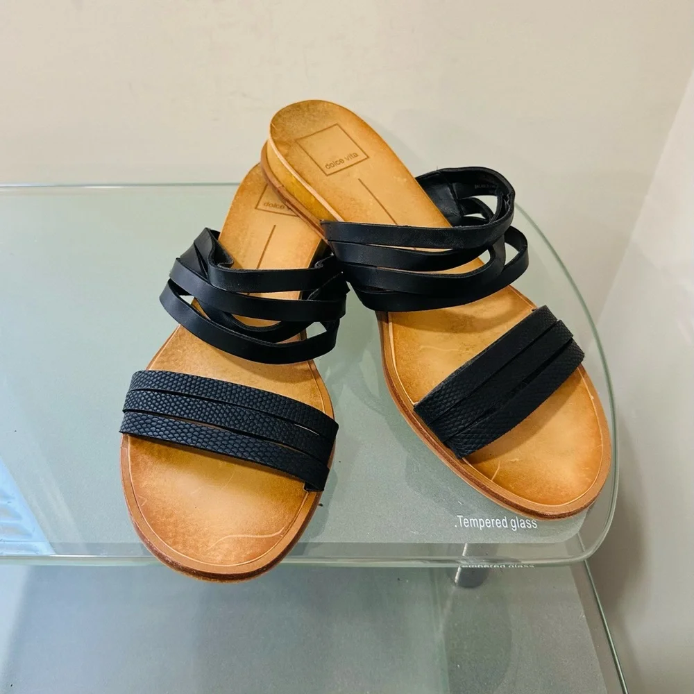 Dolce Vita Sandals Womens 8,5 M Pais Slide Strappy Black Casual Open Toe‎